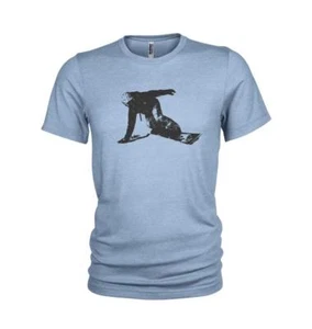 Snowboarding & Skiing 'First Tracks’ Winter Sports 100% Cotton Mens T-Shirt - Picture 1 of 12