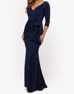 Vestido Xscape Azul Medianoche Largo Talla 6 Baile de graduación Madre de la Novia Boda - Imagen 1 de 9