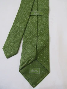 Brioni Green Solid Geometric Print Silk Tie Made Italy - Picture 1 of 8
