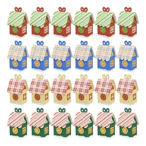 24 Christmas Themed House Gift Boxes Paper Candy Packaging Box Quick Fold - Picture 1 of 8