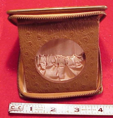 SOPORTE RELOJ BOLSILLO VIAJE PIEL AVESTRUZ VINTAGE PARA RELOJ 50MM TALLA 16 CREMALLERA Foto 1 de 4