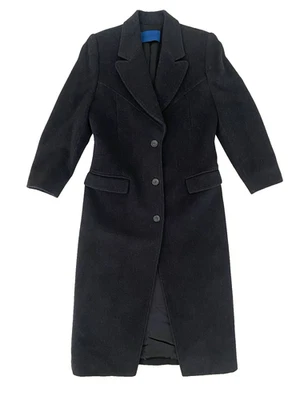 Vintage 90's Balmain Charcoal Gray Long Coat Jacket Designer Luxury - Image 1 of 4
