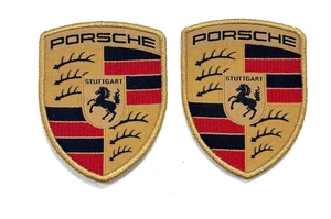 Porsche Crest Tissu à Coudre Badges Siège Ensembles T-Shirts x2 - Véritable - Picture 1 of 6