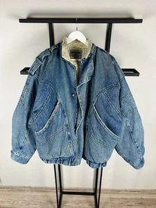 Vintage Streetwear Japanese Blue Wahsed Denim Fur Cargo Jacket 90s Y2K Big Star - Picture 1 of 19