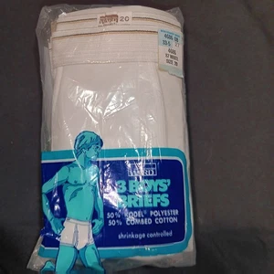 One Pack Three Pair Boys Vintage 70s Montgomery Wards White Briefs Underwear... - Picture 1 of 8