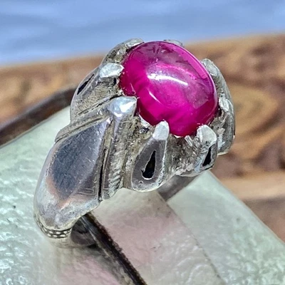 vintage Elegan silver 925 Ring Genuine France Ruby Jewelry Design ياقوت فرنسي - Image 1 of 4