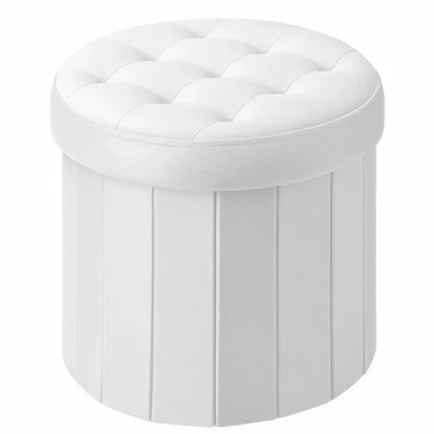 ® Folding Storage Ottoman Round 14" x 14" x 13"Inch, Foot Stool with Thicker ... - Image 1 of 4