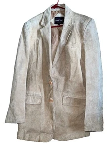 Chaqueta Blazer Chaqueta de Gamuza de Cuero de Repuesto de Colección Bronceado con Botones Bolsillos Delanteros Talla 44 - Imagen 1 de 6