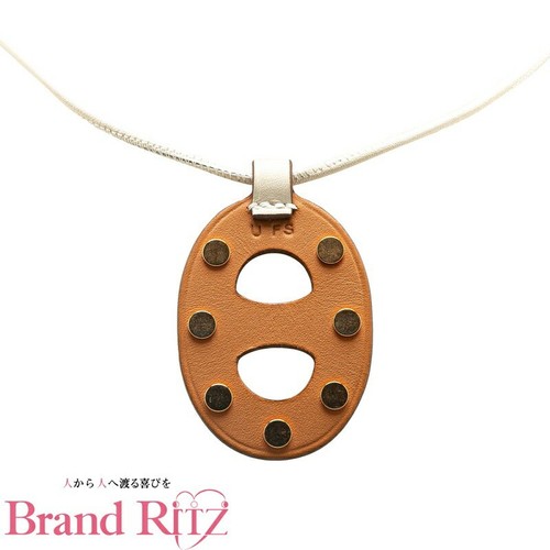 HERMÈS Collana Hermes usata catena D'Ankle Pm borchie beige marrone bianco ab pelle Vaus