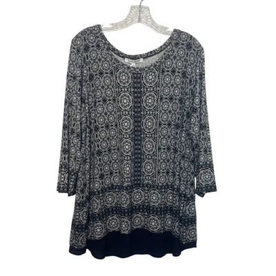 Top túnica estampado rosa oliva para mujer 1X negro blanco nuevo Foto 1 de 4