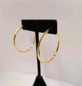 Orecchini Gacimy Big Gold Hoop Fashion Glam da donna cerchi placcati in vero oro 14 carati - Foto 1 di 5
