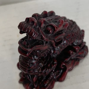 Vintage Chinese Dragon Statue Dark Red Resin - Picture 1 of 7