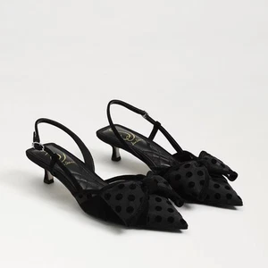 Sam Edelman Women's Treena2 Black Mesh Slingback Kitten Heel NW/OB 7.5M - Picture 1 of 5