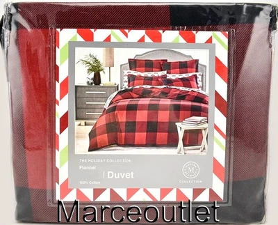 Martha Stewart Holiday Collection Flannel Buffalo Check KING Duvet Red / Black - Image 1 of 4