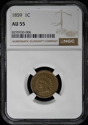 1859 Copper-Nickel Indian Cent 1C NGC AU55 - Image 1 of 4
