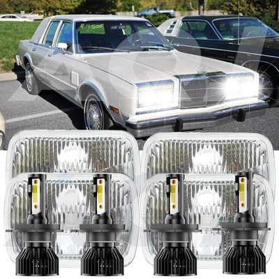 4set 4x6" LED Headlights DRL Hi/Lo Beam DRL For Chrysler Fifth Avenue 1983-1989 - Image 1 of 4