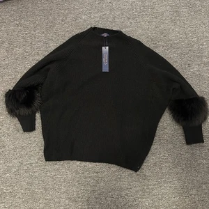 Giuseppe A. Maglione donna girocollo nero con maniche in pelliccia taglia 1X - Foto 1 di 3