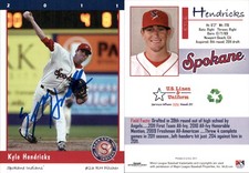 Kyle Hendricks Signed 2011 Grandstand Spokane Indians #NNO Card Auto AU