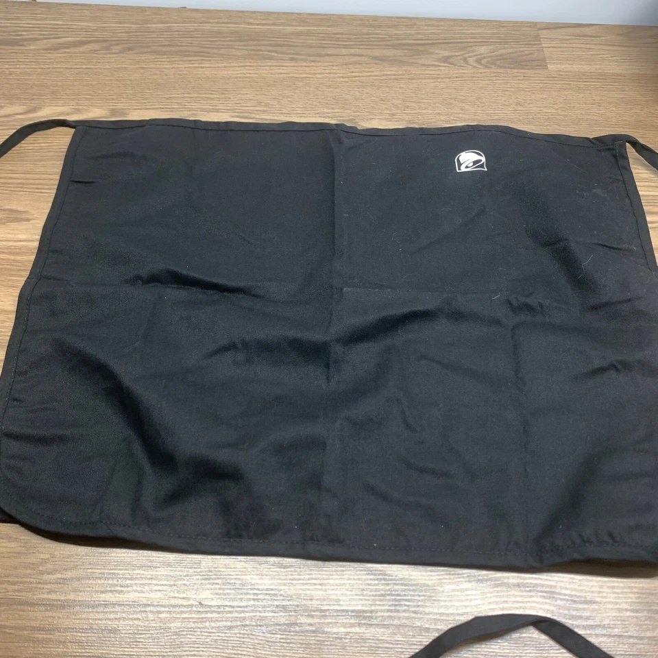 TACO BELL CREW UNIFORM BLACK COTTON TWILL TIE BACK WAIST APRON UNISEX - Image 1 of 4