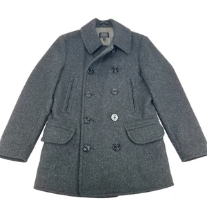 Vintage J. Crew Men's Wool Peacoat Charcoal Gray Naval US NAVY Size Small - Picture 1 of 15