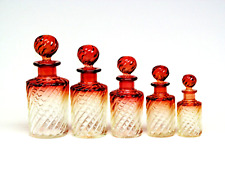Set Of (5) Baccarat Rose Tiente Perfume/Dresser Bottles Crystal Twisted Bamboo.