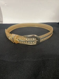 Vintage 70er 80er klar Jelly silber gestreift Nieten Mode Gürtel Damen 32" SM - Bild 1 von 18