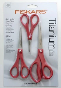 Fiskars 157690-1013 3 Piece Titanium Soft-Grip Scissors 5" 7" & 8" - Picture 1 of 2