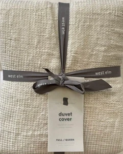 West Elm Belgian Linen Waffle Weave Full / Queen  Duvet & 2 Standard Shams - Picture 1 of 1