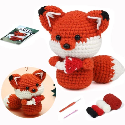 Red Fox Crochet Kit for Beginners with Yarn Crochet Hooks Stuffed Toy Xmas Gift