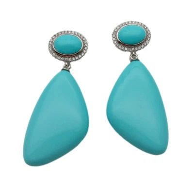 Pendientes geométricos con forma de triángulo turquesa azul joyería para mujer Foto 1 de 4