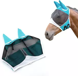 Soft Mesh Horse Fly with Ears, Breathable Horse Face Protect Eyes and Face (Larg - Picture 1 of 12