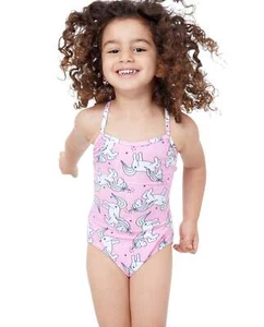 Gottex Kids Pink Unicorns Round Neck One Piece Swimsuit - Picture 1 of 6