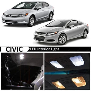 8x Bulb White Interior LED Lights Package Fits Honda Civic 2006-2012 Sedan Coupe - Picture 1 of 12