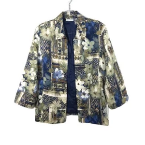 PRETTY Alfred Dunner Womens Lined Floral Soft Moleskin Open Jacket Pockets 16 XL - Picture 1 of 4