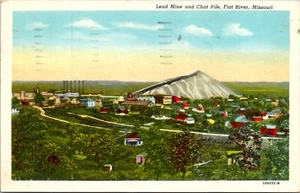 Flat River Missouri MO Lead Mine Chat Pile Aerial View 1950s Postcard - Picture 1 of 2