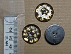 3 22Mm Brown With Gold Crest Print 2 Hole Plastic Buttons