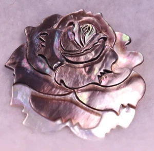 Vintage Mother of Pearl Carved Shell Flower Rose Pendant & brooch / pin - Picture 1 of 4