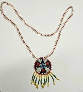 Colgante Thunderbird nativo americano vintage con flecos de cuentas de vidrio - Imagen 1 de 4