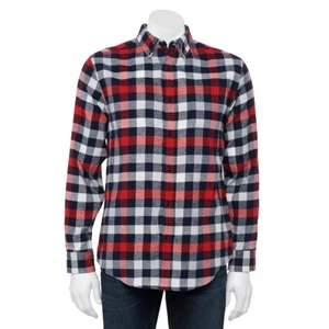 Croft & Barrow Men's Flannel Shirt Button-Down Woven Lumber Red Buffalo Plaid - Picture 1 of 1