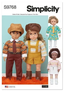 Simplicity Sewing Pattern 9768 Unisex Doll Clothes to fit 18 " 45.5 cm dolls - Picture 1 of 8