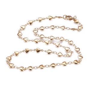 304 Stainless Steel Chain Necklace Lobster Ion Plating (IP) Heart Gold 18"  A424 - Picture 1 of 7