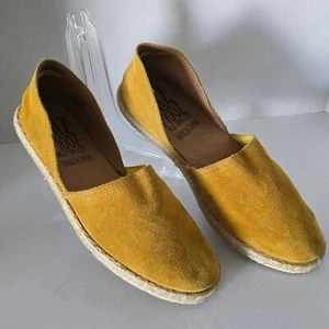 Miz Mooz Celestine Mustard Yellow Suede Espadrille Flats Size 41/US9.5-10 EUC - Picture 1 of 7
