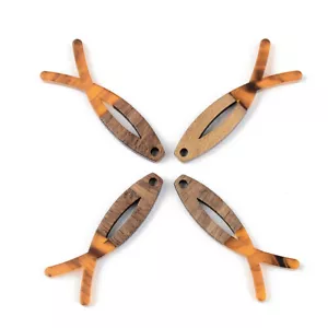 50 pcs Orange Resin & Walnut Wood Jesus Fish Pendants Crafts for Easter 38x14mm - Picture 1 of 2