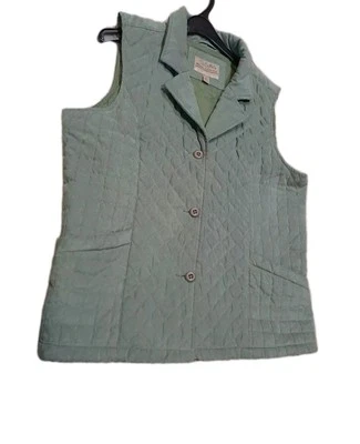 Cabelas Vest Women Outerwear XL Sage Green Puffer Jacket Outdoors Suede Feel XL - Image 1 of 4