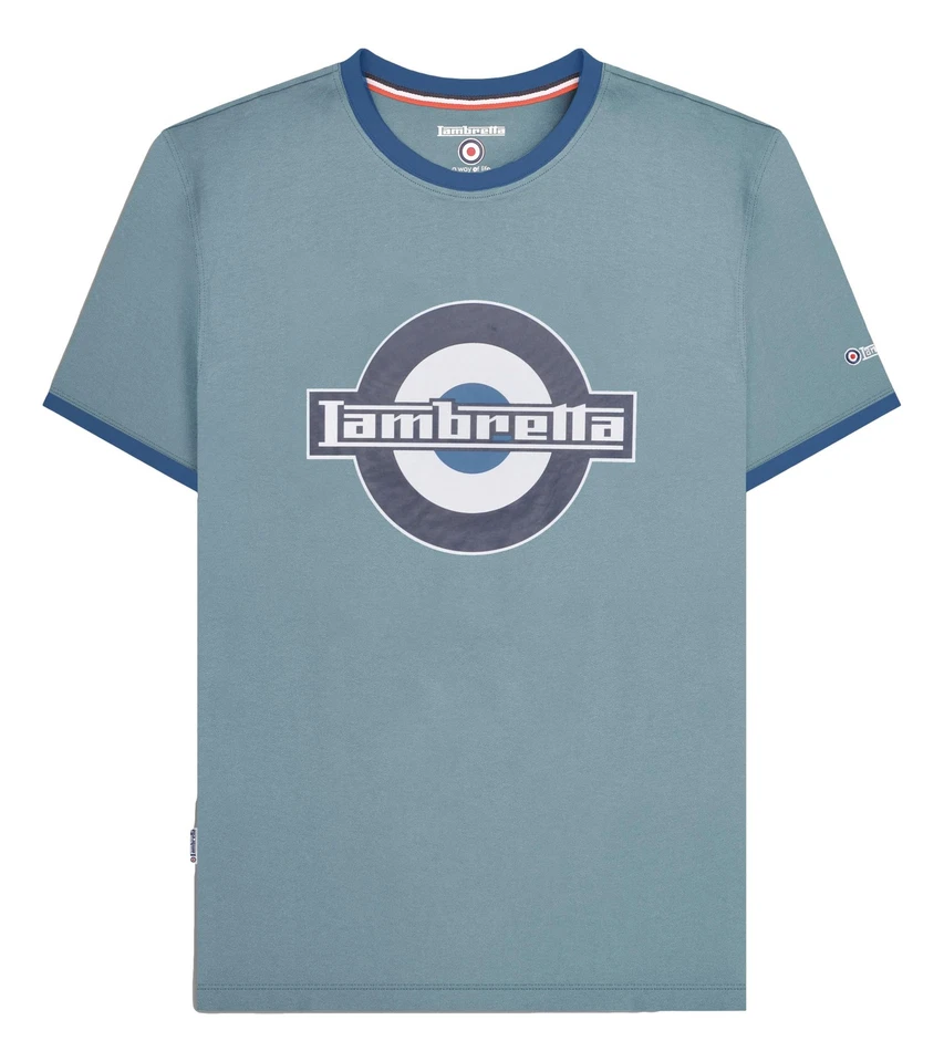 Camisa Lambretta Para Hombres Azul Humo Inteligente Informal Retro SKA Timbre Logo Foto 1 de 1