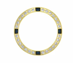 CREATED DIAMOND SAPAHIRE BEZEL FOR 26MM ROLEX DATEJUST 6917 6919 69173 GOLD - Picture 1 of 2