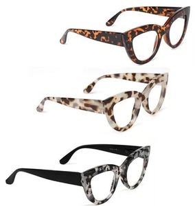 Cat Eye Funky Bold Retro Reading Glasses Womans Spring Hinges 3 Colours DX98 - Picture 1 of 19