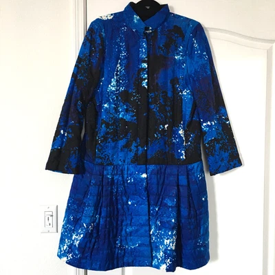Vintage Cobalt Blue Quilted Coat Size 8 - Image 1 of 4