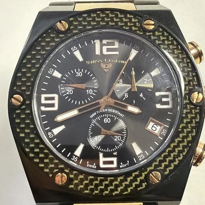 Reloj Swiss Legend Hombre 40025 Acelerador Cronógrafo Dos Tonos Acero Inoxidable Foto 1 de 4