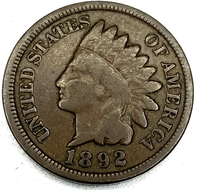 1892 Indian Head Cent G Good Coin ST676 - Image 1 of 2